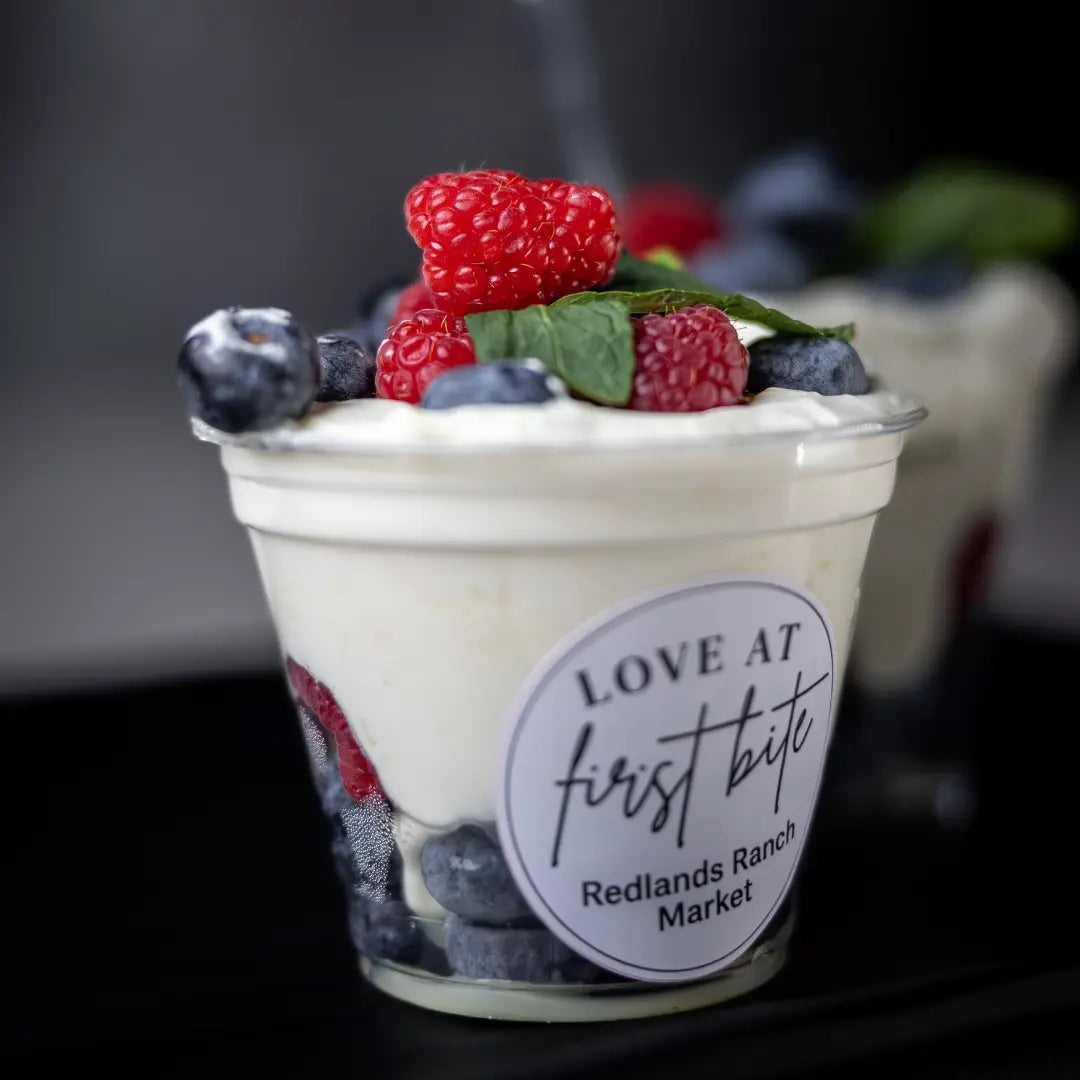 Our Fresh Fruit Dessert Cup is a refreshing treat made with a colorful mix of fresh fruit and topped with a creamy finish. A light, naturally sweet dessert prepared fresh at our Redlands juice bar.