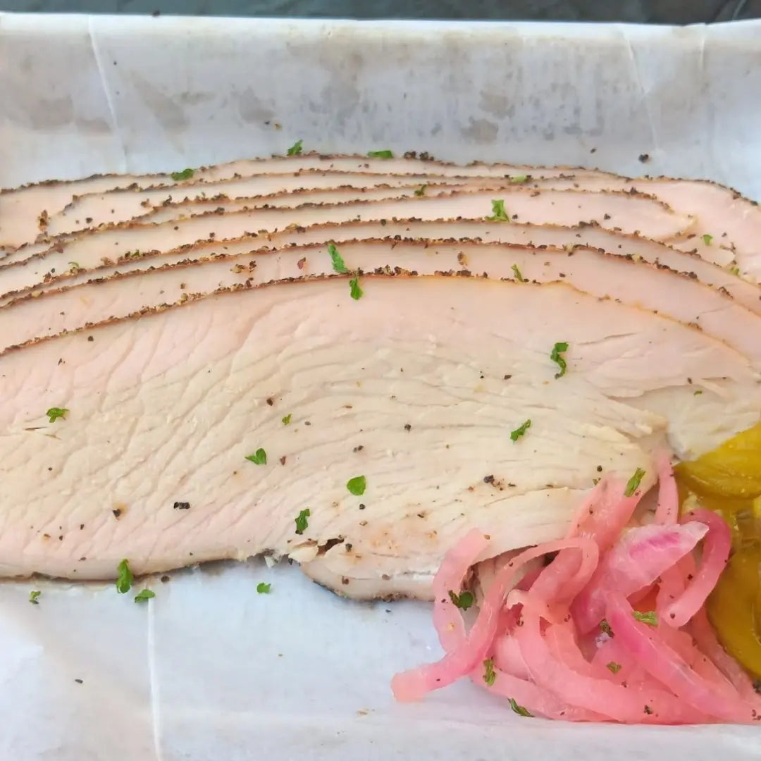 Smoked turkey breast by the pound available for online pickup and delivery from Hoodidya BBQ in Redlands, California