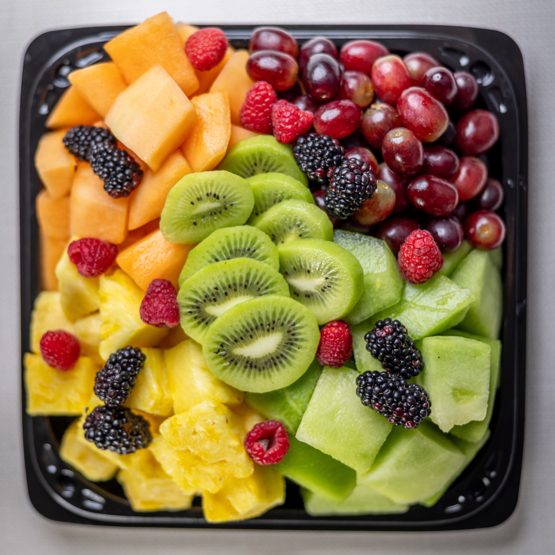Fresh fruit and vegetable tray from Fresh Juiced Juice Bar at Redlands Ranch Market available for online ordering with pickup or delivery.