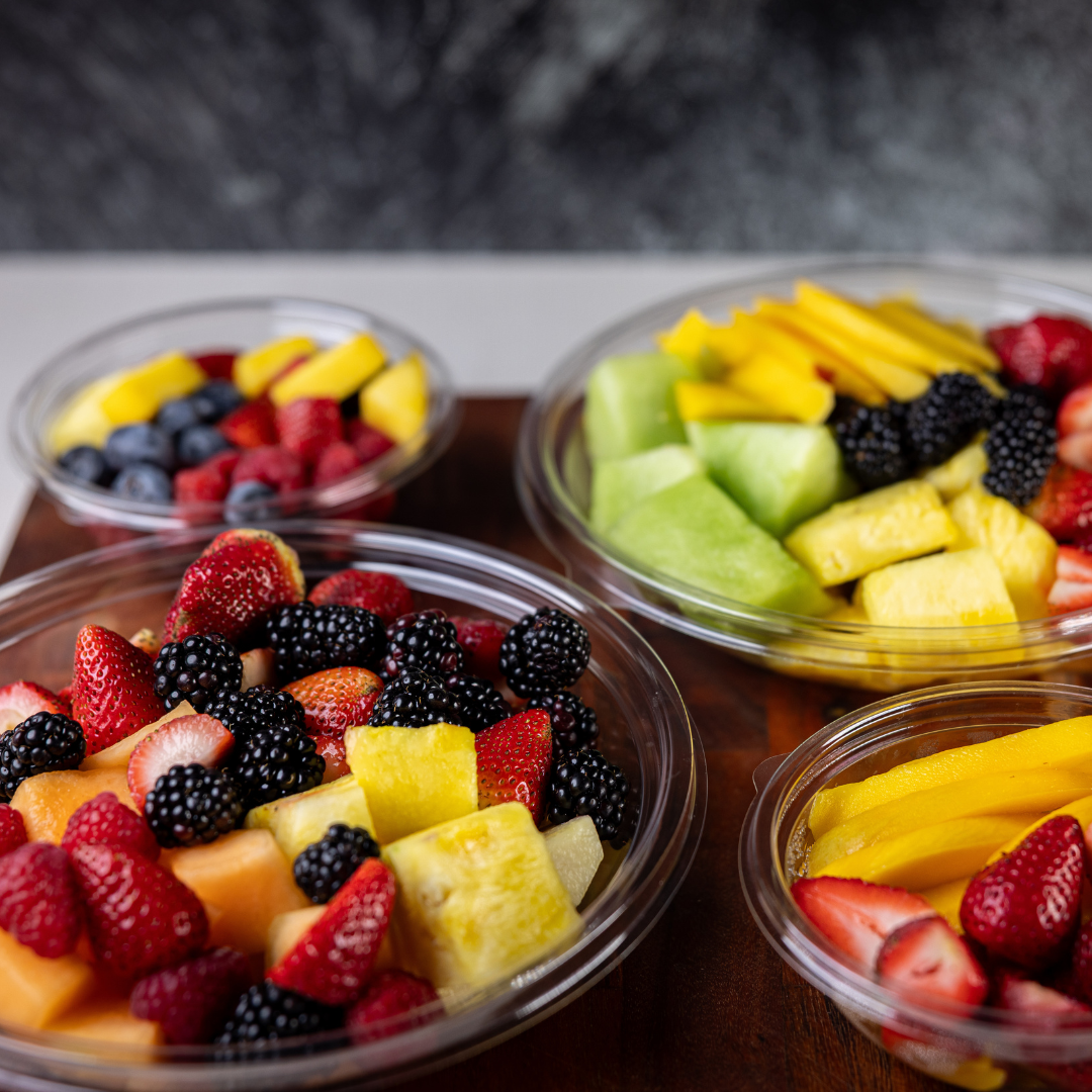 Fresh fruit bowls from Fresh Juiced Juice Bar at Redlands Ranch Market available for online ordering with pickup or delivery.