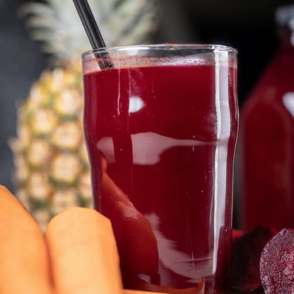 Fresh Beet The Heat juice blended with beets and fruit available for online pickup and delivery from Fresh Juiced Juice Bar in Redlands, California
