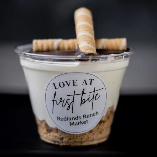 Biscoff and cream dessert cup topped with Biscoff cookies available for online pickup and delivery from Fresh Juiced Juice Bar in Redlands, California
