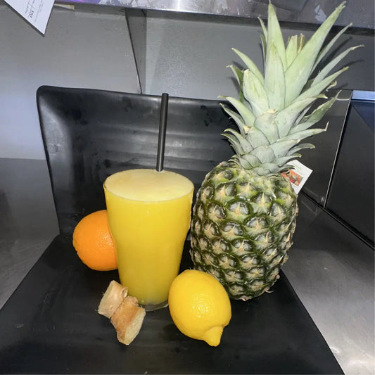 Citrus Lift fresh juice with pineapple, orange, and lemon available for online pickup and delivery from Fresh Juiced Juice Bar in Redlands, California