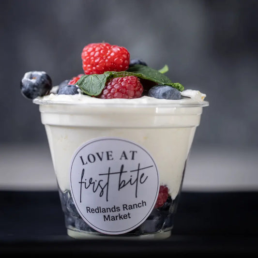 Our Fresh Fruit Dessert Cup is a refreshing treat made with a colorful mix of fresh fruit and topped with a creamy finish. A light, naturally sweet dessert prepared fresh at our Redlands juice bar.
