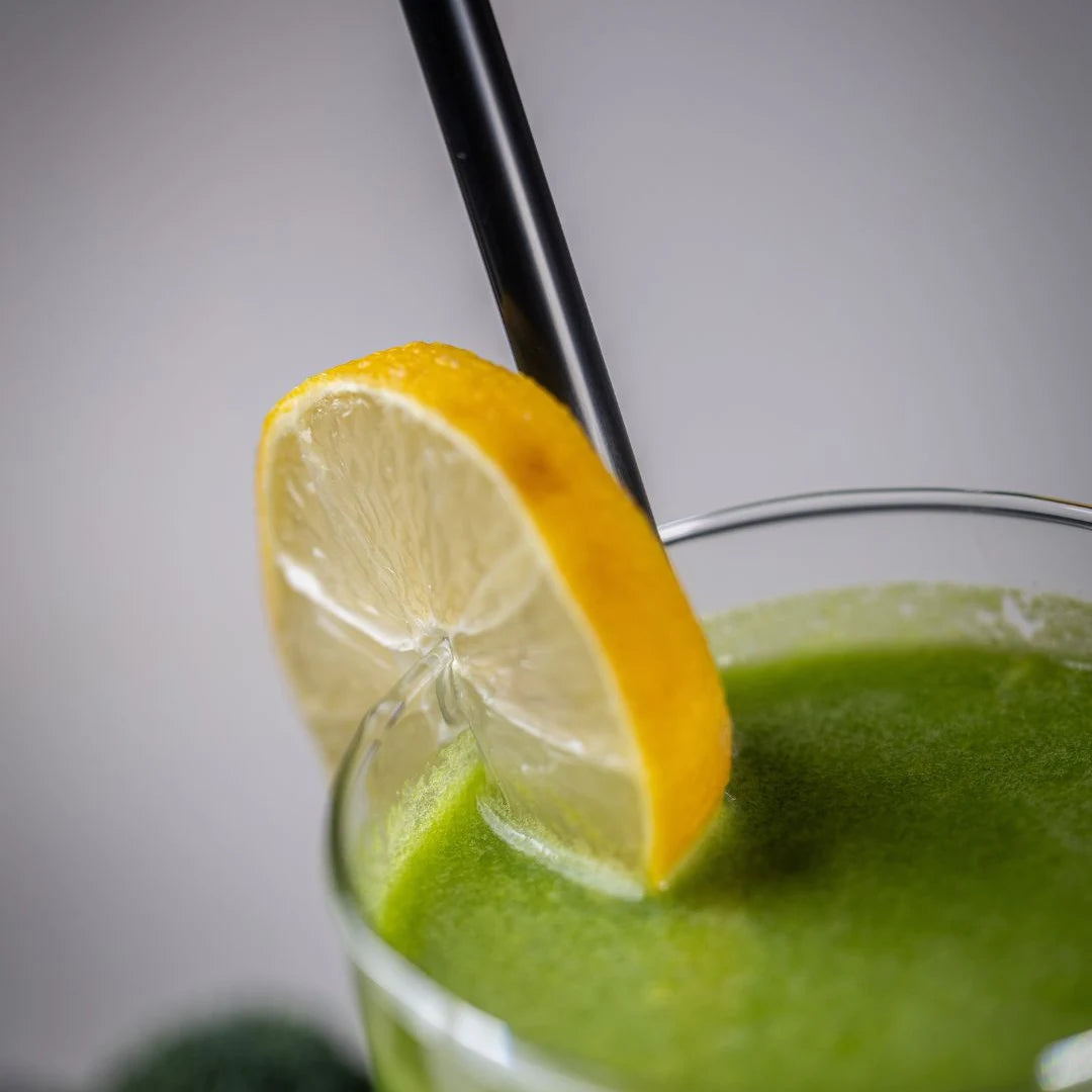 Green Apple Detox juice with apple and greens available for online pickup and delivery from Fresh Juiced Juice Bar in Redlands, California