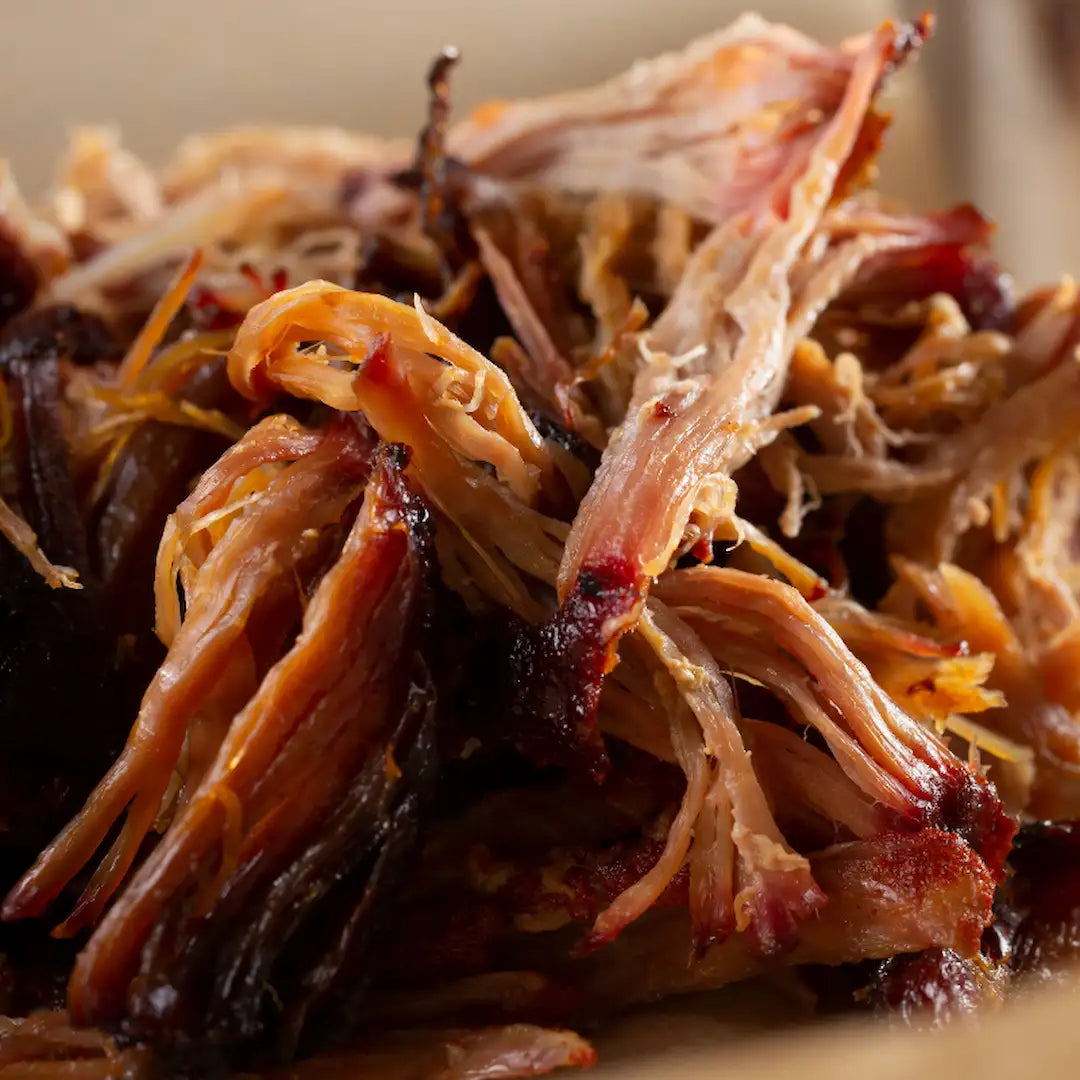 Smoked pulled pork available for online pickup and delivery from Hoodidya BBQ in Redlands, California
