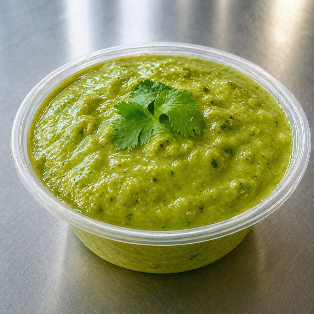 Spicy green sauce side cup available for online pickup and delivery from Redlands Ranch Market in Redlands, California
